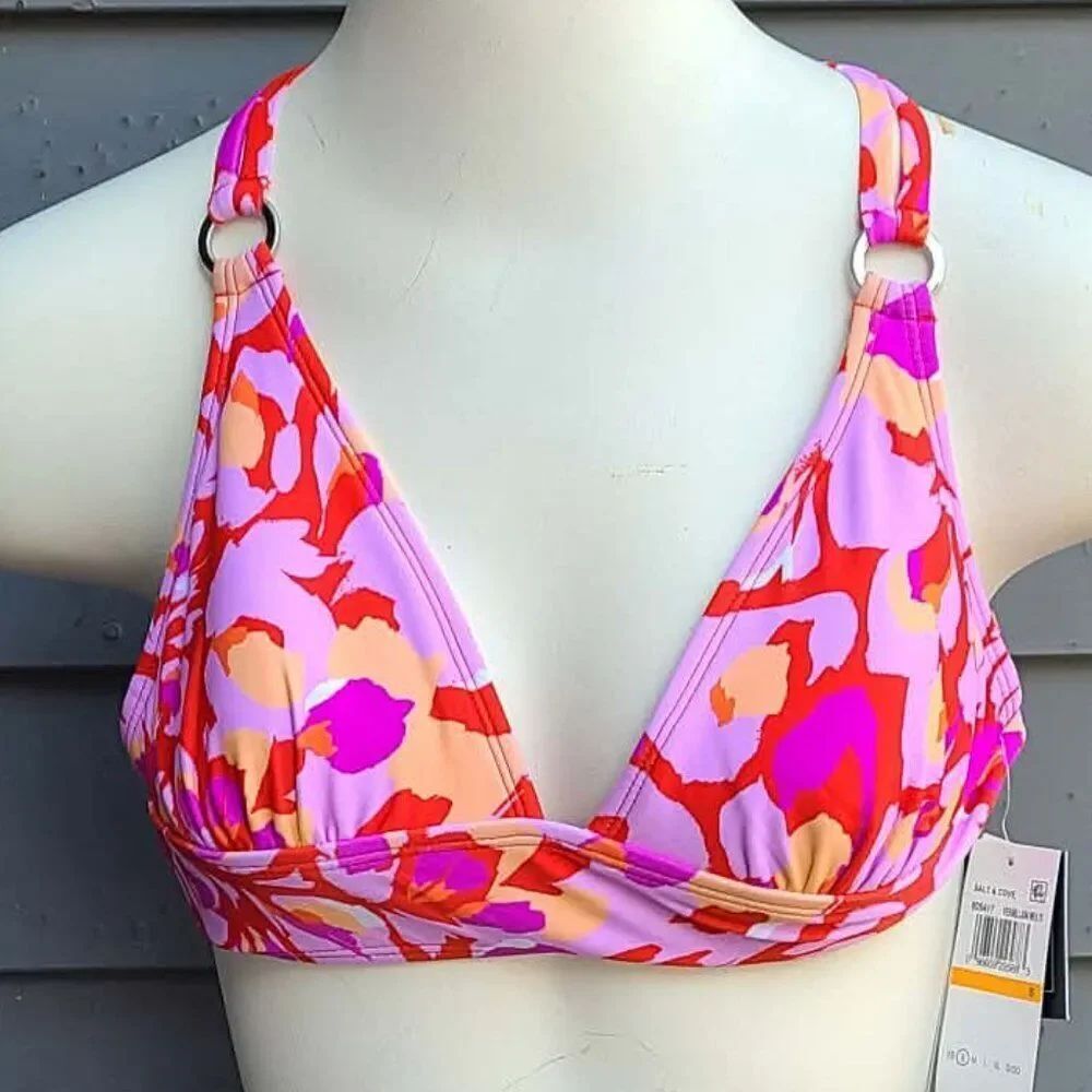 Salt & Cove Pink Floral Bikini Top size Small NWT!